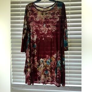 Floral Burgundy Dress
